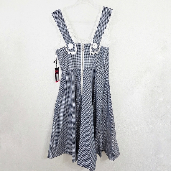 Barbie x Unique Vintage Navy & White Gingham Barbie-Q Swing Dress Medium NEW NWT - Picture 3 of 6